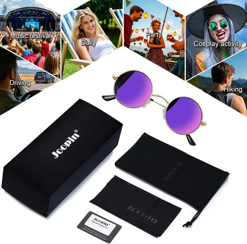 Vista 6 de Gafas de sol Joopin polarizadas, estilo Lennon, redondas, gafas de sol estilo hippy redondas para mujer y hombre