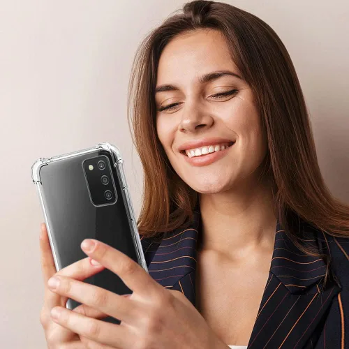 Vista 4 de Funda Samsung A03s, Samsung Galaxy A03s y protector de pantalla, a prueba de golpes, transparente, delgada, suave, de silicona TPU protectora