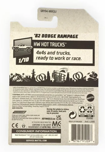 Vista 2 de Hot Wheels Dodge Rampage '82, [rojo] 175/250 Camiones calientes 1/10