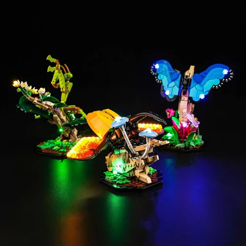 Vista 3 de LocoLee Kit de luces LED para LEGO The Insect Collection 21342 Ideas Bugs, accesorios de iluminación compatibles con LEGO Nature 21342 Butterfly Set