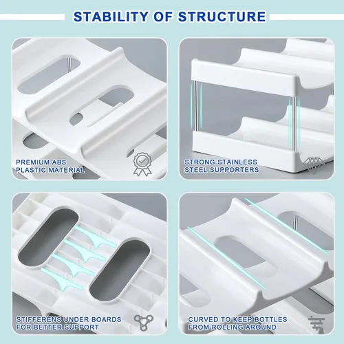 Vista 7 de LANDNEOO Soporte organizador apilable para botellas de agua, para la organización de vasos grandes de Stanley y otros, estante de plástico blanco