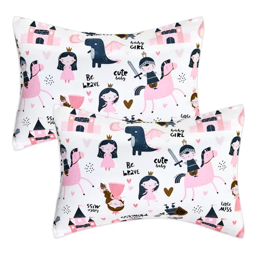 Vista 10 de Paquete de 2 fundas de almohada para niños pequeños, 100% algodón de 14 x 19 pulgadas, se adapta a almohadas de ropa de cama de niños pequeños de 14