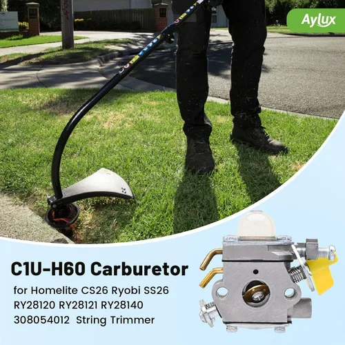 Vista 2 de Carburador C1U-H60 con filtro Tune Up Kits para Homelite CS26 Ryobi SS26 RY28120 RY28121 RY28140 RY28141 RY28160 UT33600 UT33650 308054013 308013