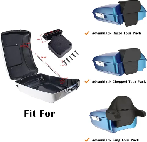Vista 2 de Advanblack US Stock Tour Trunk Pack Tapa Cable retráctil para Harley Aftermarket King Tour Trunk Pack/Chopped/Razor Touring Pack Equipaje