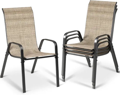 Vista 22 de MAMIZO Sillas de comedor para patio, silla Teslin apilable para todo tipo de clima, juego de sillas transpirables resistentes al aire libre