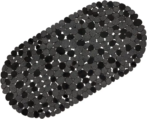 Vista 11 de WELTRXE Tapete ovalado antideslizante con burbujas negras para bañera, tapete de ducha con orificios de drenaje, ventosas, lavable a máquina, BPA