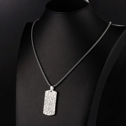 Vista 5 de Holizaly Collar con etiqueta de perro para hombre elegante etiqueta de acero inoxidable dos tonos azul y negro con cadena de 230in de grosor caja