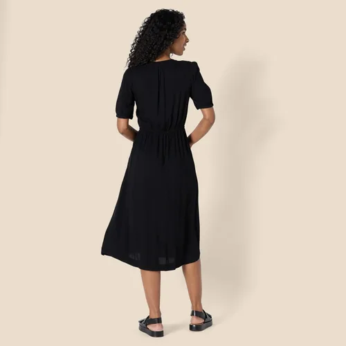 Vista 3 de Tienda Essentials Womens Fit and Flare Half-Sleeve Waisted Midi A-Line Dress with Pockets