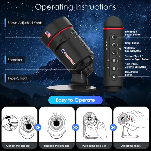 Vista 5 de [Ruido blanco] Proyector de galaxia, 28 sonidos relajantes máquina de sonido con proyector de estrellas, proyector de planetario espacial