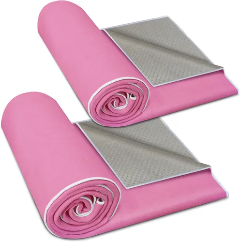 Vista 14 de Toalla de yoga caliente antideslizante, paquete de 2 toallas de yoga gruesas y suaves, absorbentes del sudor, con punto de agarre, 72 x 26 pulgadas