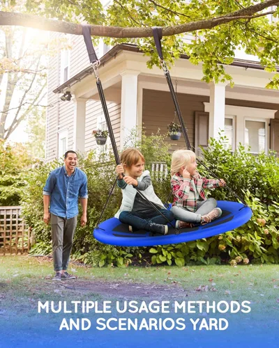 Vista 6 de Everyfun Columpio de Árbol Tipo Platillo Volador de 43" para Niños y Adultos, Capacidad de Peso de 700 libras, Columpio Platillo Volador Impermeable