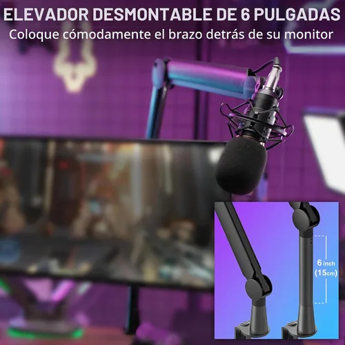 Vista 5 de Sensic SA-30 Brazo de Micrófono Boom, Soporte de Micrófono Giratoria de 360° con elevador de 15 cm, Soporte de Micrófono con Adaptadores de 1/4