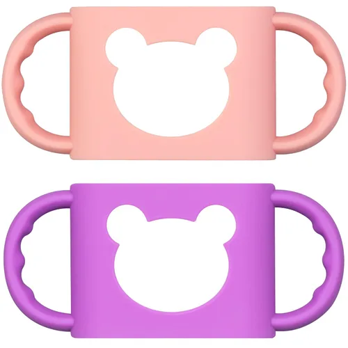 Vista 9 de Asas de silicona para botellas de vidrio y plástico de cuello ancho, agarre de taza de transición para beber independiente, resistente al calor, sin