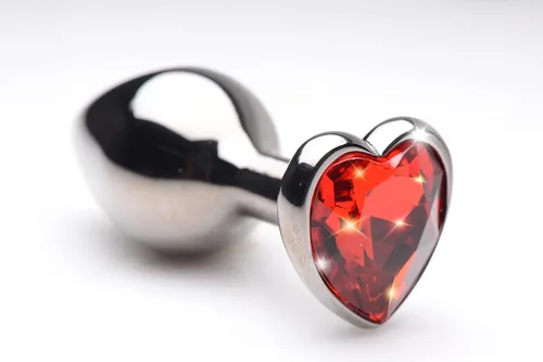 Vista 6 de Carmesí Atado Escarlata Corazón En Forma De Joya Anal Plug