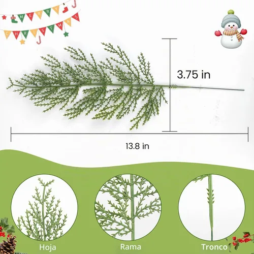 Vista 2 de Hananona Ramas de Pino Artificiales, 40 Piezas Tallos de Cedro Sintético de Navidad, Ramas de Cedro Sintético Artificiales, Selecciones de Pino