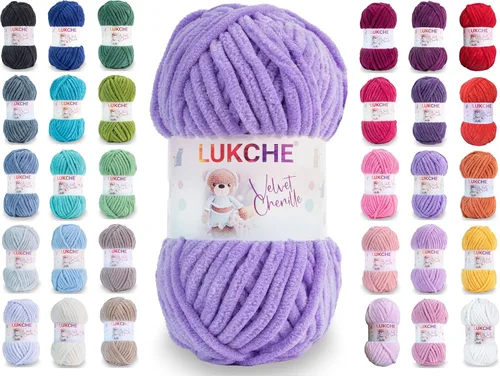 Vista 43 de Hilado de chenilla de terciopelo para amigurumi y punto de crochet súper voluminoso 100 gr (69,0 m) (Grosor del hilo 8 mm) (Verde espárrago) 1