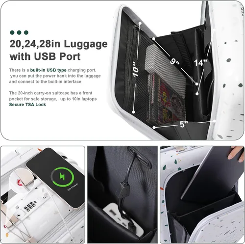 Vista 39 de Merax Juego de equipaje rígido ABS expandible de 3 piezas con rueda giratoria Maleta TSA Lock Suit Case, Negro -, Juego de 2 piezas, Equipaje