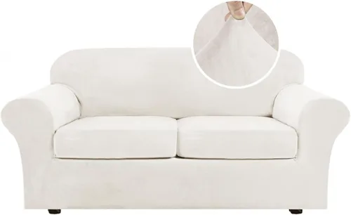 Vista 36 de H.VERSAILTEX - Funda elástica para sofá de 2 piezas, funda protectora de terciopelo, suave, con parte inferior elástica, con un ancho de hasta 49