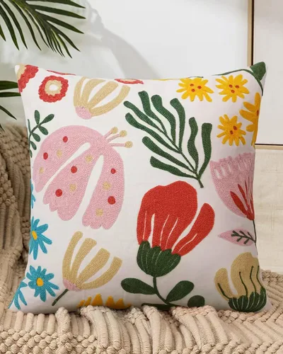 Vista 22 de JASEN Funda de almohada bordada de gato de 18 x 18 pulgadas, funda de almohada decorativa de algodón para sofá, dormitorio, sala de estar, casa