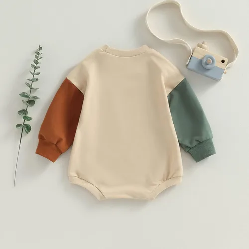 Vista 4 de AEEMCEM Sudadera de bloque de color para bebé niño y niña, mameluco de gran tamaño, suéter de burbujas de manga larga, con bolsillo