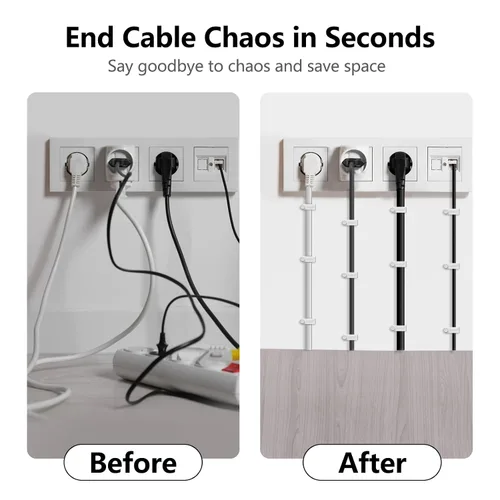 Vista 5 de Jadaol Clips para cable con clavos, paquete de 400 clips de cable (0.197 in, 0.236 in, 0.315 in, 0.394 in), clavijas planas de cable para cable