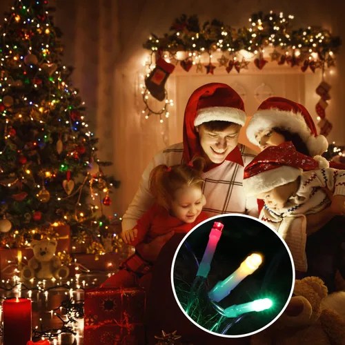Vista 5 de Luces de estrella para decoración de Navidad al aire libre, 320 LED, 16.4 pies, luces de cadena para árbol de Navidad con topper de estrella