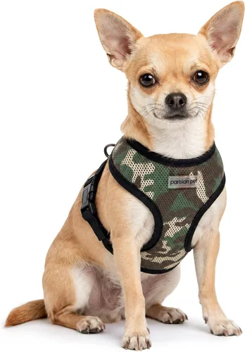 Vista 19 de Arnés para perro Parisian Pet - Arnés de libertad ajustable - Chaleco para perro de camuflaje verde - Arnés para perro de 100% tela de malla