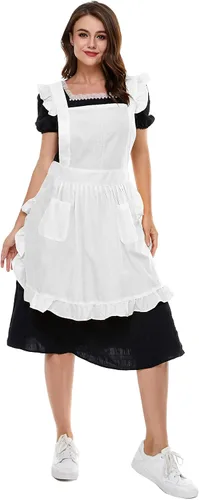 Vista 4 de Delantal retro ajustable con bolsillos, tamaño pequeño a grande para mujer de LilMents