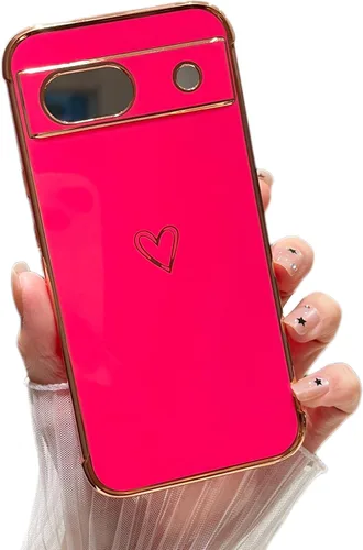 Vista 71 de ZTOFERA Funda diseñada para Google Pixel 7a, bonito diseño de corazones de amor con borde chapado y protección de lente de cámara, para Google Pixel