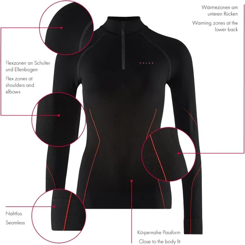 Vista 3 de FALKE Camiseta de manga corta con cremallera para mujer, talla L, S y Sh