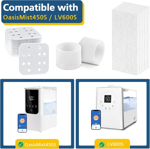Vista 2 de Paquete de 10 Filtros de Repuesto para Humidificador, Paquete de 10 Almohadillas de Absorción y Paquete de 10 Almohadillas de Aroma, Compatible