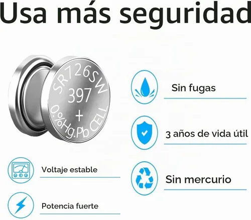 Vista 3 de SKOANBE SR726SW 397 1.5V Batería de reloj de óxido de plata, 10 paquetes
