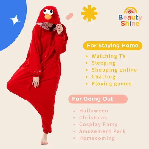 Vista 4 de Beauty Shine Unisex Adult Onesie Pajamas, Cartoon Costume Halloween Christmas Sleepwear Jumpsuit Plush Cosplay
