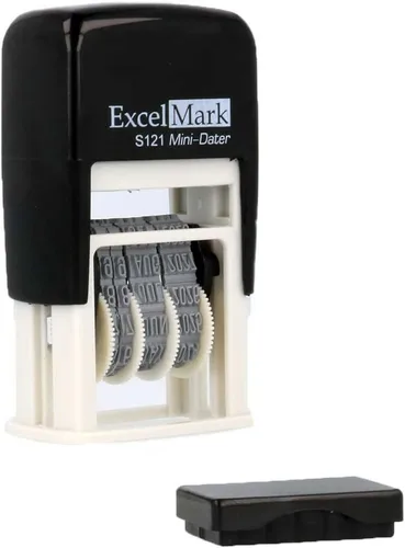 Vista 4 de ExcelMark Sello de fecha autoentintado - Estilo militar/estilo europeo - S121 (tinta negra)