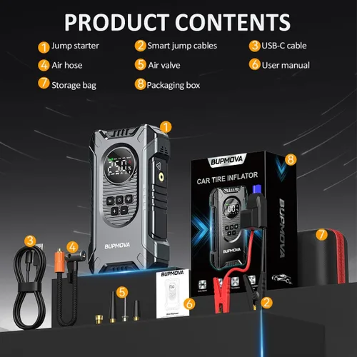Vista 7 de 7000A Portable Car Battery Jump Starter with Air Compressor 150PSI Silver