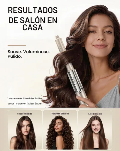 Vista 7 de 6-in-1 Hot Air Brush & Hair Dryer, 110,000 RPM High-Speed Ionic Blow Dryer Gold