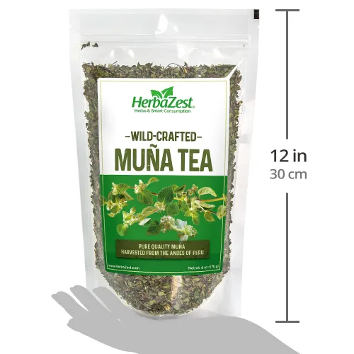 Vista 6 de HerbaZest Té Muña (té de menta andina) – 6 oz (170 g) – Hojas y tallos sueltos 100% puros y elaborados en la naturaleza de primera calidad