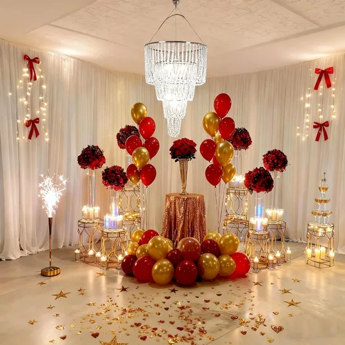 Vista 2 de Candelabro de boda grande de 4 niveles, lámpara de araña colgante de imitación de cristal iridiscente con cuentas, 24 pulgadas de ancho y 3 pies
