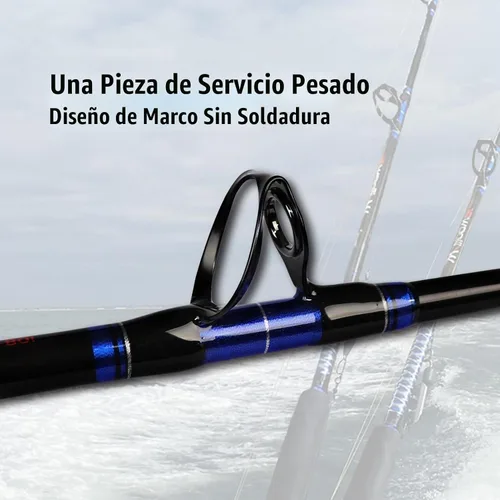Vista 3 de Fiblink Caña de pesca de barco convencional de 1 pieza/2 piezas para agua salada en alta mar