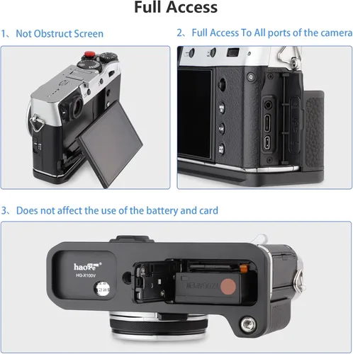 Vista 5 de Haoge HG-X100V Placa de liberación rápida Soporte de cámara Soporte de mano para Fujifilm Fuji X100V X100F Cámara Fit Arca Swiss Sunwayfoto Kirk RRS