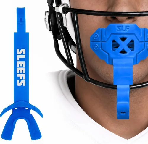 Vista 11 de SLEEFS X - Protector bucal de fútbol con correa para protección contra Negro