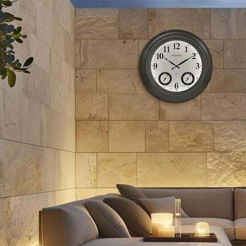 Vista 2 de Presentime & Co Jameson Reloj iluminado para interior/exterior de 24 pulgadas, casa de campo moderna, autoiluminado, impermeable, estación