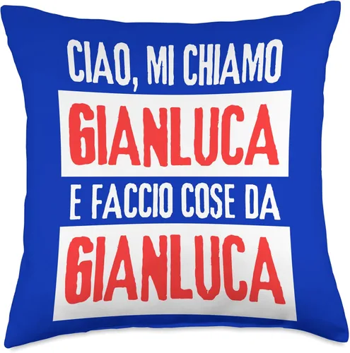 Vista 4 de Gianluca Idea Regalo Personalizzata con Nome Ciao Sono Faccio Cose Da Gianluca Personalizzato - Almohada personalizada, 16 x 16 pulgadas, multicolor