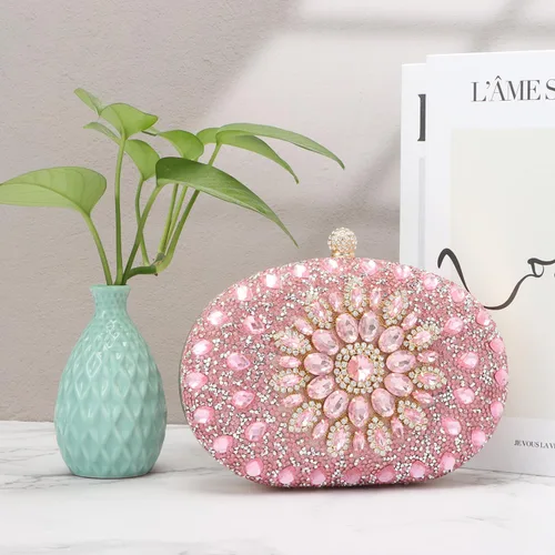 Vista 7 de Bolso de mano de noche con diamantes de imitación para mujer, bolsa de mano con diamantes brillantes y brillantes, bolsa de fiesta de boda de cristal