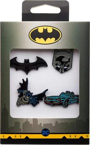 Vista 3 de DC Comics Juego de 4 pines de solapa de esmalte para adulto, unisex, talla única, color gris