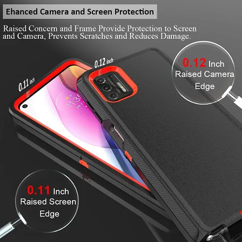 Vista 4 de TENCO Funda compatible con Moto G Stylus (2021), no compatible con 5G, con protector de pantalla, resistente, a prueba de golpes, funda con clip