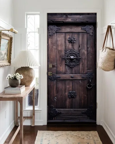 Vista 11 de FLFK Adhesivo para puerta – Puerta vintage beige, mural para despegar y pegar, tamaño combinado 30 x 80 pulgadas, dividido en 2 piezas Mt5423