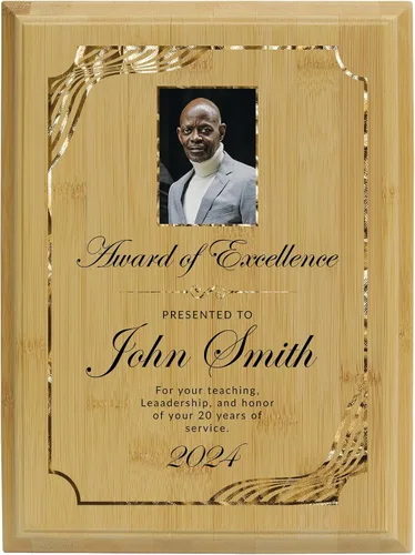 Vista 9 de Placa personalizada con acabado de roble de 9 x 12 pulgadas para premios y reconocimiento, placa personalizada con respaldo con cerradura