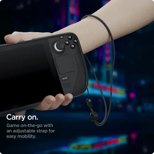 Vista 6 de Spigen Rugged Armor Protective Case Designed for Steam Deck TPU Cover with Wrist Strap Shock-Absorption Anti-Scratch Cover Protector Steam Deck