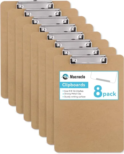 Vista 10 de Portapapeles de Madera, Tamaño Carta, Tablero de Clip de Fibra Dura 8.5x11 para Aula, Estudiantes, Niños, Profesores, Tamaño Estándar A4, 9" x 12.5